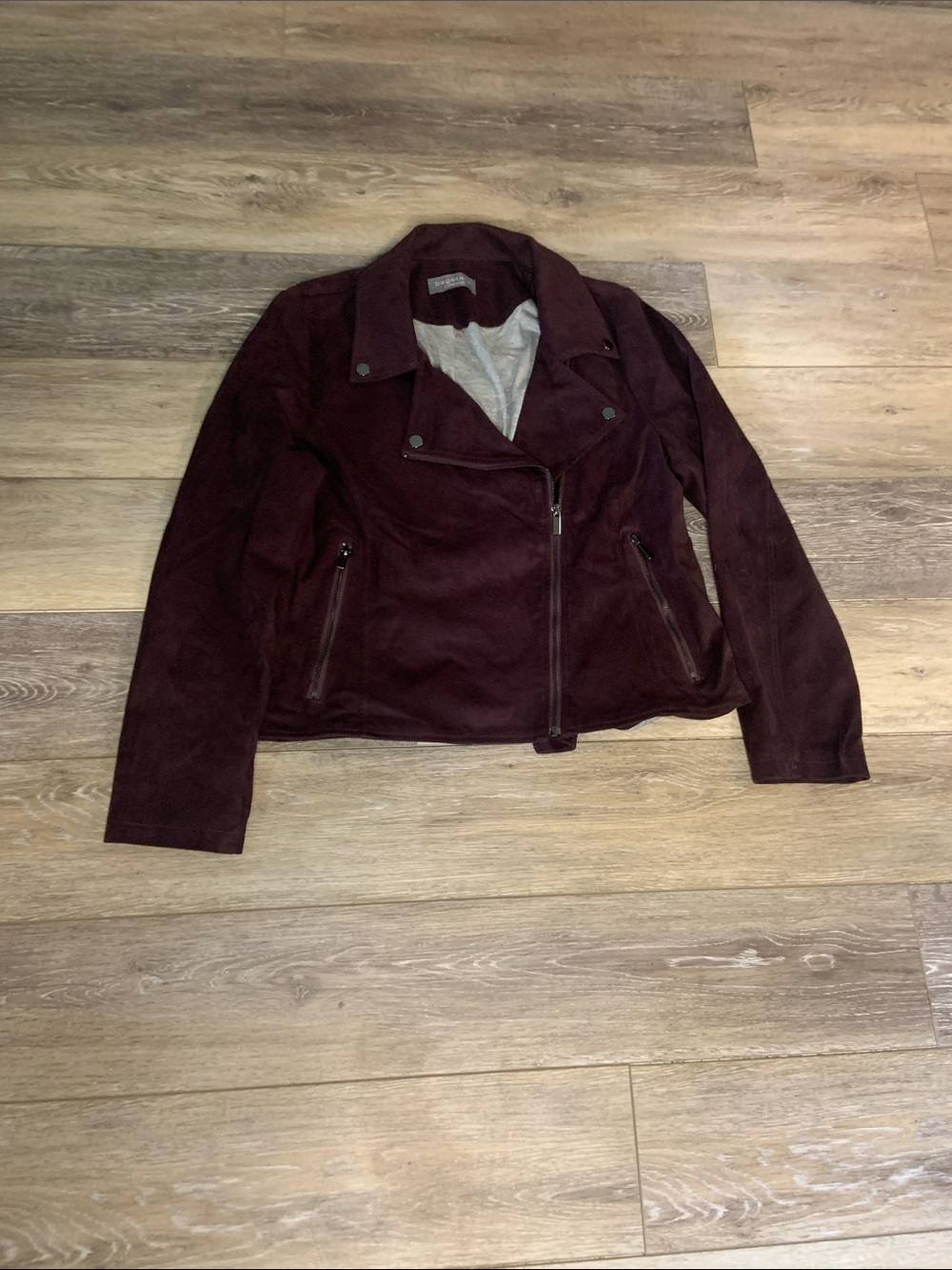 Bagatelle maroon vegan suede moto jacket